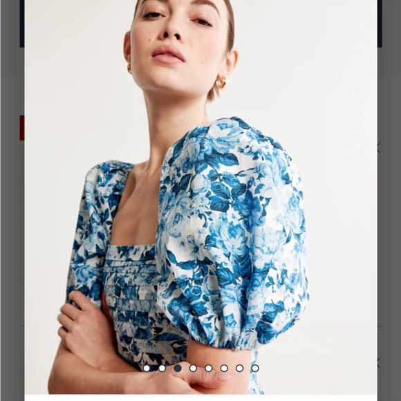 ABERCROMBIE & FITCH EMERSON FLORAL Poplin Puff Sleeve Midi Dress SZ XS - Picture 7 of 7